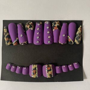 Purple Leopard 🐆 manicure 💅 and pedicure press on nail set